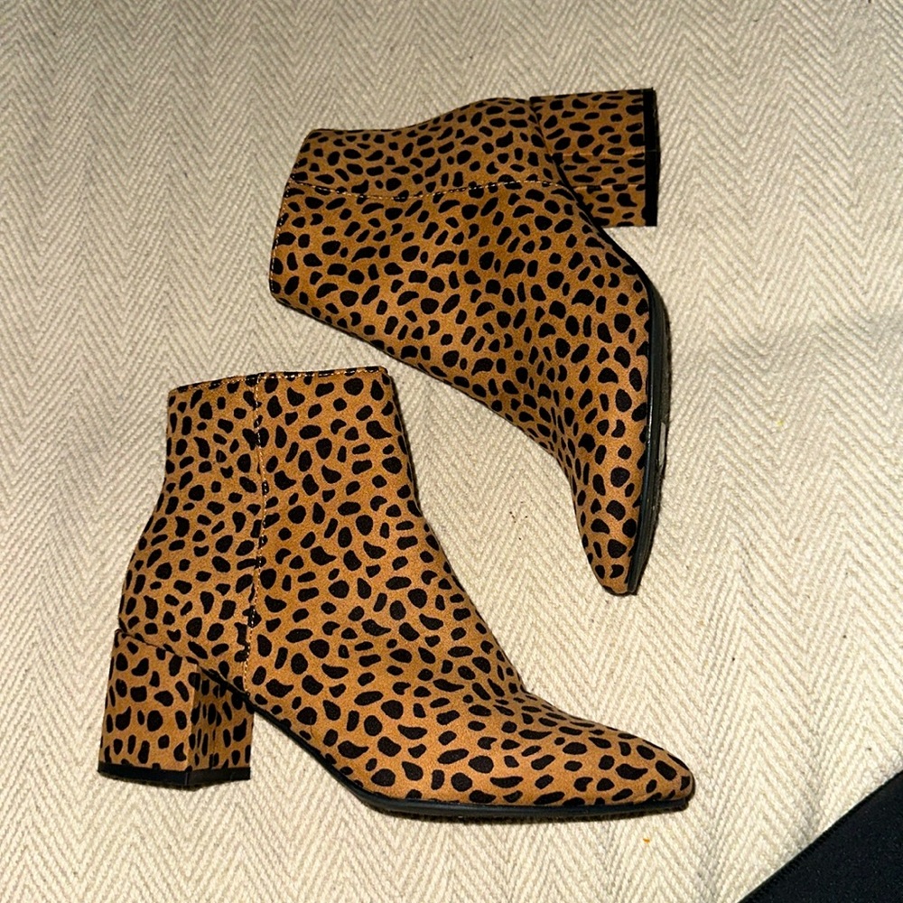 Cheetah print booties